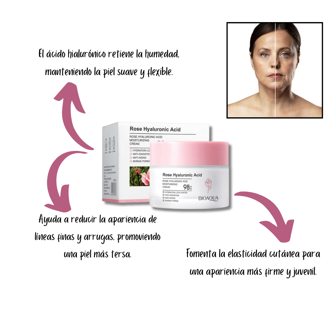 BIOAQUA Crema de Rosas y Acido Hialuronico