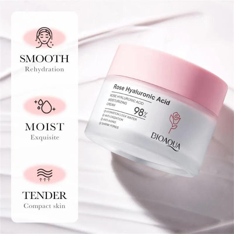 BIOAQUA Crema de Rosas y Acido Hialuronico