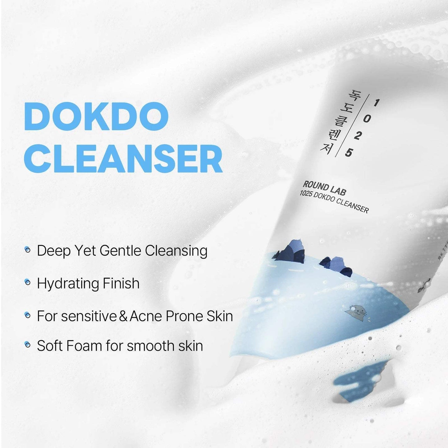 ROUND LAB 1025 Dokdo Cleanser - Limpiador facial de pH bajo para pieles sensibles